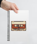 Vintage Cassette dotted spiral notebook – white front cover with retro cream and red cassette artwork, view 5