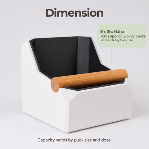 Square Coffee Knock Box with Real Oak Knock Bar