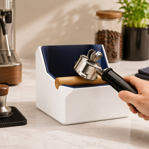 Square Coffee Knock Box with Real Oak Knock Bar
