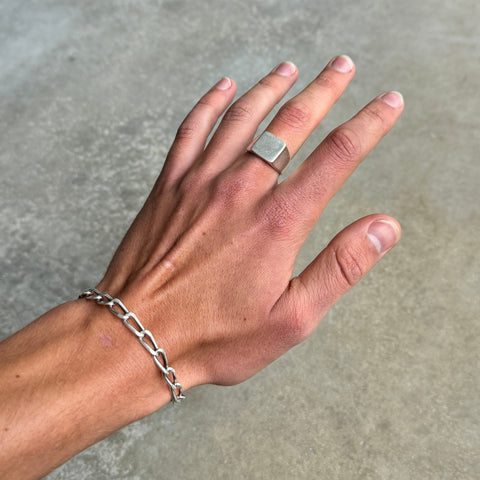 Solid Square Silver Signet Ring