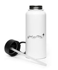 Travel More, Worry Less 950 ml white straw water bottle – front graphic view alternate mockup