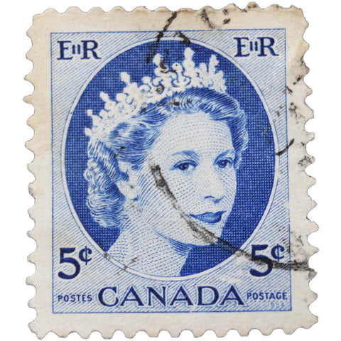 Stamp Canada Queen Elizabeth II 5 cents 1954 Canadian stamp Collectible