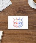 Choose Your Path 4 × 6-inch white postcard with red and blue hands each holding a capsule – view 2