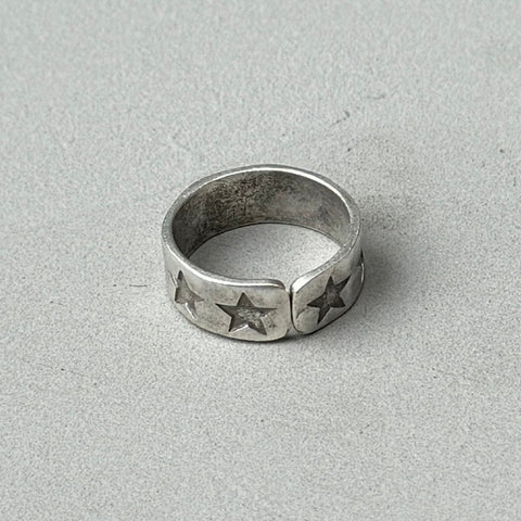 Stamped Stars Silver Band Ring