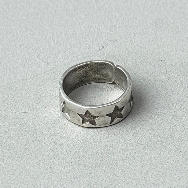 Stamped Stars Silver Band Ring