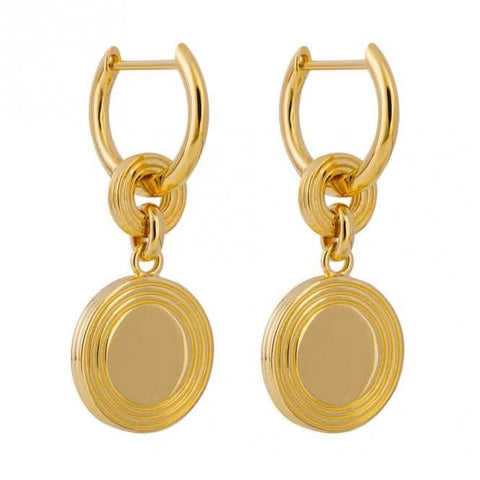 Statement-Ohrringe mit vergoldeten Scheiben, zusammengesetzt, E6256