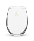 Golden Wildflowers 15 oz clear stemless wine glass – plain reverse, view 2