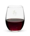 Golden Wildflowers 15 oz clear stemless wine glass – plain reverse, view 6