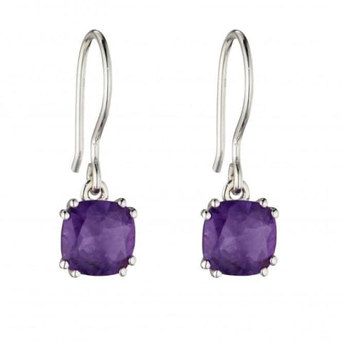Boucles d'oreilles coussin en argent sterling et améthyste E5848M