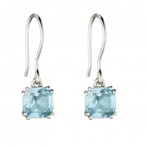 Boucles d'oreilles coussin en argent sterling et topaze bleue E5849T