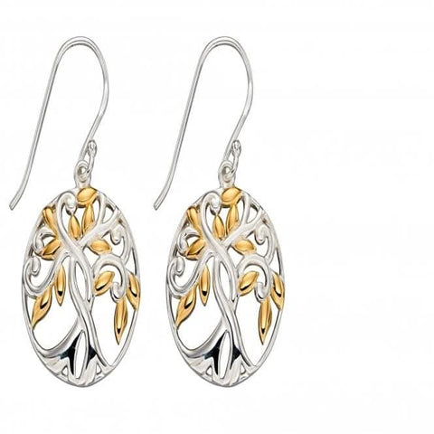 Ohrringe aus Sterlingsilber und Gold mit Lebensbaum-Motiv E5808