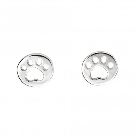 Boucles d'oreilles puces en argent sterling avec empreinte de patte A2063