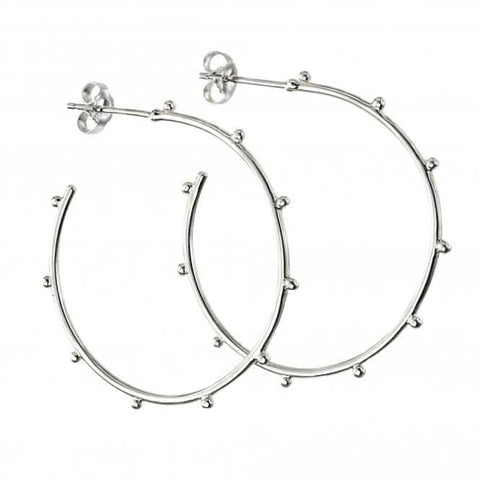 Boucles d'oreilles créoles 3/4 en argent sterling serties de clous E5863