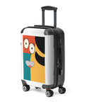 Colour Block Smile small hard-shell suitcase with full red, teal and yellow face graphic on white front – view 4