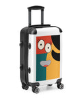 Colour Block Smile small hard-shell suitcase with full red, teal and yellow face graphic on white front – view 5