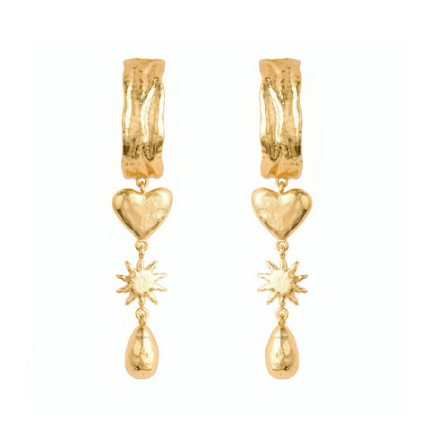 Sun, Rain and Hearts Drop Earrings