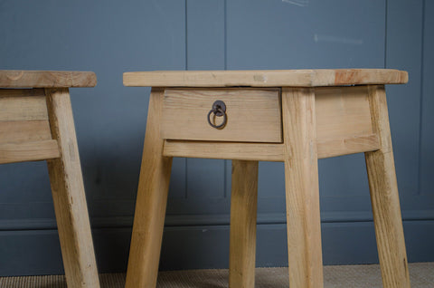 Pair of reclaimed wood side tables