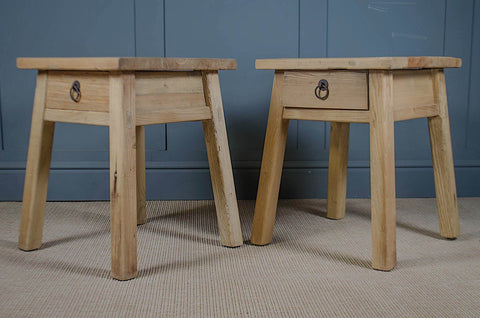 Pair of reclaimed wood side tables