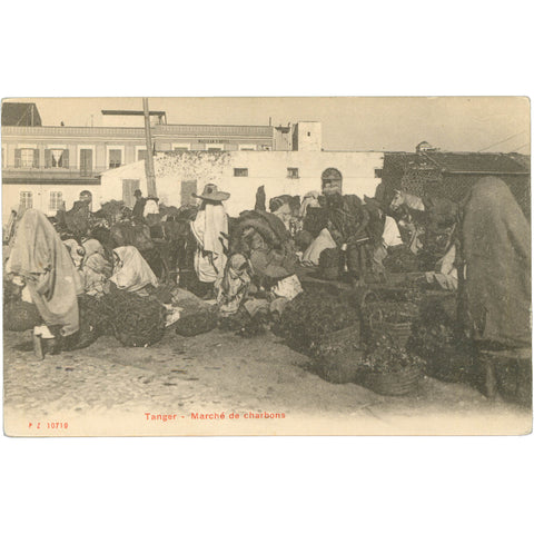 Tangier, Morocco - Charcoal Market Postcard Early 20th century