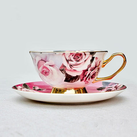 Tasse et soucoupe en porcelaine fine Rosette Majesty
