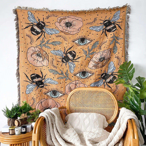 Waben-Bienen-Wandteppich / Decke