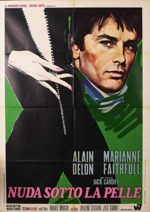 The Girl on a Motorcycle Alain Delon Original Italian Due Fogli Poster 1969