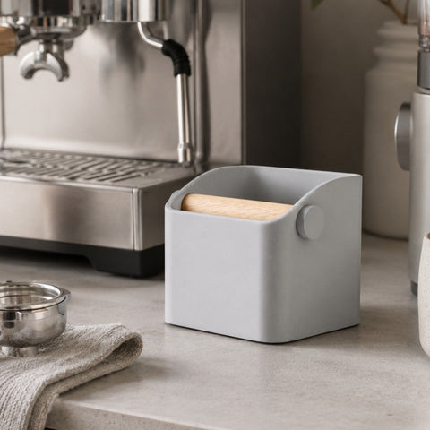 The Square Espresso Knock Box with Oak Knock Bar