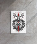 Gothic Forest Totem 12 by 18 inch thin canvas showing complete black deer and human skull artwork with red accents – product view 3