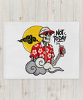 White 30 × 40 inch throw blanket with original tropical skeleton Not Today artwork centred on the front – mockup 2 – ZIPZAPPA