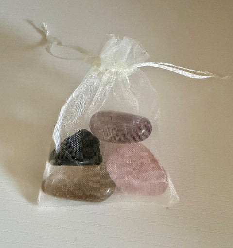 Home Protection Crystal Kit – Amethyst, Rose Quartz, Smoky Quartz & Black Tourmaline Set