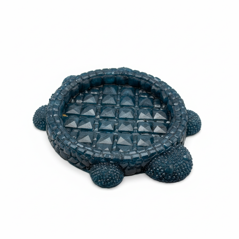 Deep Blue Turtle Trinket Tray — Handmade Resin Jewellery Dish