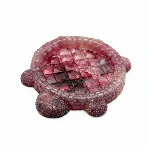 Pink Crystal Turtle Trinket Tray — Handmade Resin Jewellery Dish