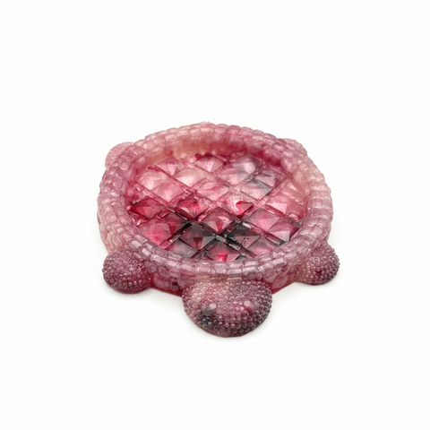 Pink Crystal Turtle Trinket Tray — Handmade Resin Jewellery Dish