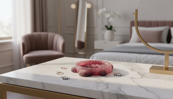 Pink Crystal Turtle Trinket Tray — Handmade Resin Jewellery Dish