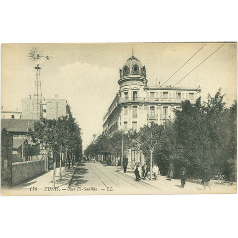 Tunis, Tunisia - Rue El - Sadikia Postcard Early 20th Century