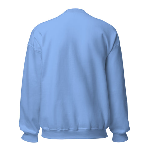 Carolina Blue GOD Find Him unisex crewneck sweatshirt, plain back view
