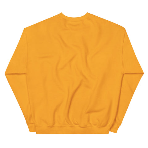 Gold GOD Find Him unisex crewneck sweatshirt, plain back view