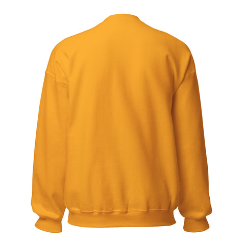 Gold GOD Find Him unisex crewneck sweatshirt, plain back view