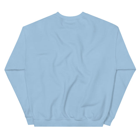Light Blue GOD Find Him unisex crewneck sweatshirt, plain back view