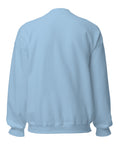 Light Blue GOD Find Him unisex crewneck sweatshirt, plain back view