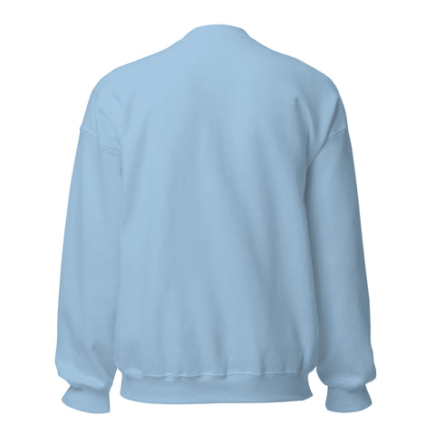 Light Blue GOD Find Him unisex crewneck sweatshirt, plain back view