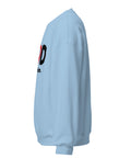 Light Blue GOD Find Him unisex crewneck sweatshirt, left side view