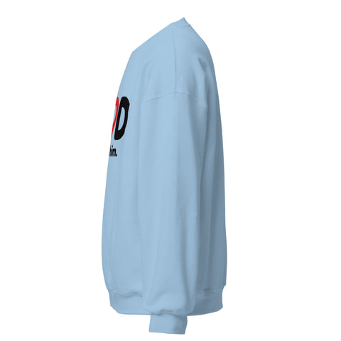 Light Blue GOD Find Him unisex crewneck sweatshirt, left side view