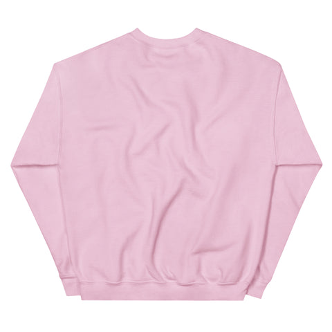 Light Pink GOD Find Him unisex crewneck sweatshirt, plain back view