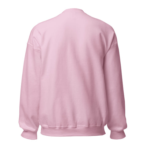 Light Pink GOD Find Him unisex crewneck sweatshirt, plain back view