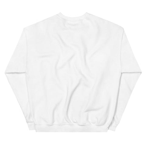 White GOD Find Him unisex crewneck sweatshirt, plain back view