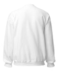 White GOD Find Him unisex crewneck sweatshirt, plain back view
