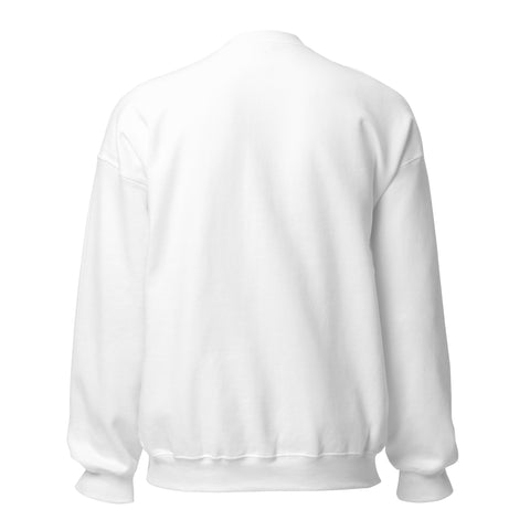 White GOD Find Him unisex crewneck sweatshirt, plain back view