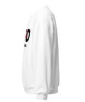 White GOD Find Him unisex crewneck sweatshirt, left side view