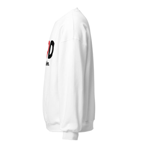 White GOD Find Him unisex crewneck sweatshirt, left side view